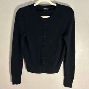 Aqua Women's Black cashmere Button-Up cardigan Sweater